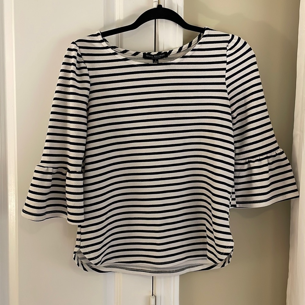 Navy & white striped blouse